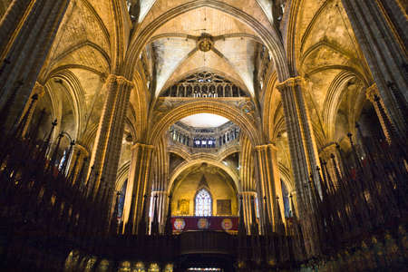 Interior of Cathedral of the Holy Cross and Saint Eulalia, Barcelona, Spainのeditorial素材
