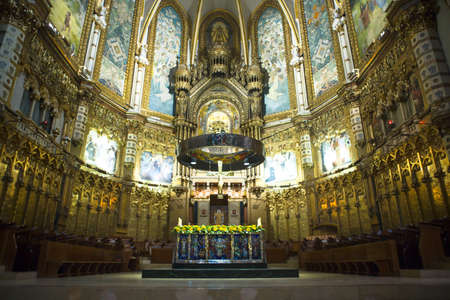 Inside the famous church dedicated to our lady at Montserrat in Catalonia, Spainのeditorial素材