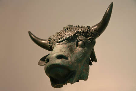 Small bronze statue bull, Ancient Roman Artのeditorial素材