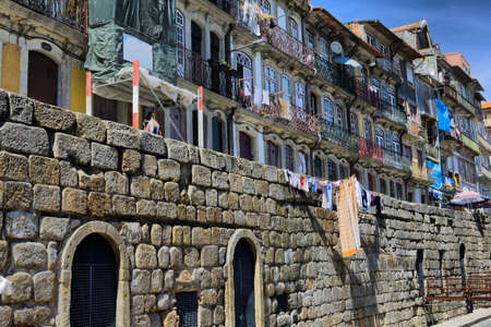 Old houses at Quarter of Ribeira, Porto, Portugalの写真素材
