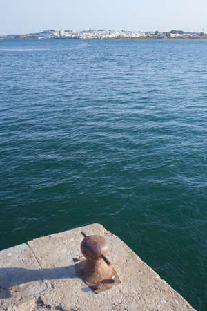Ayamonte skyline show from Vila Real de Santo Antonio docks. Algarve, Portugalの写真素材