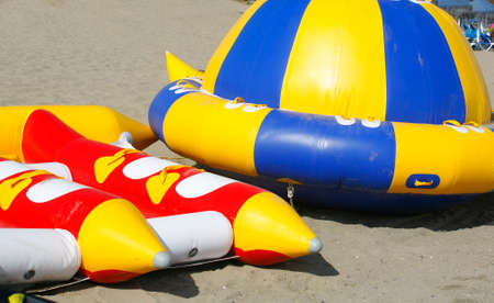 Inflatable for dragging by jet ski or speed boat on the beach
