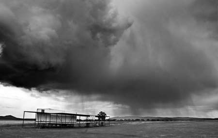 Storm Clouds over cereal fields of Badajoz, Spainの写真素材