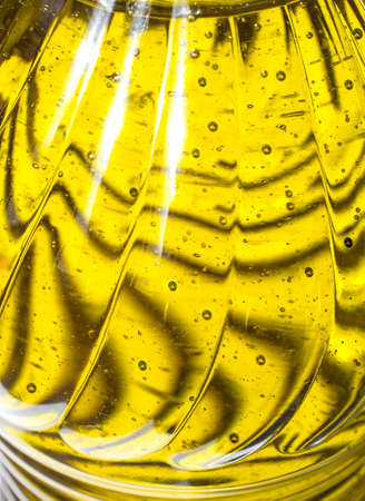 Olive oil bottled in PET. closeup viewの写真素材