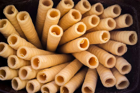 Biscuit rolls on open package. overhead shotの写真素材