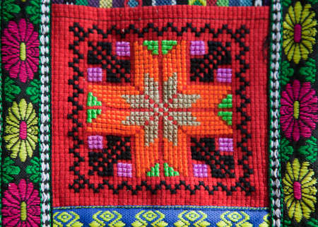 Colorful patterns on fabrics from andean craftwork