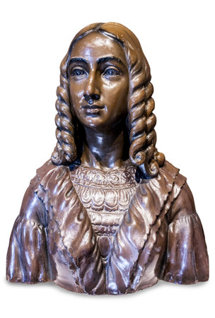 Almendralejo, Spain - January 26th, 2018: Carolina Coronado bust by Pedro Navia. Famous spanish romantic poetess (1820â1911)のeditorial素材