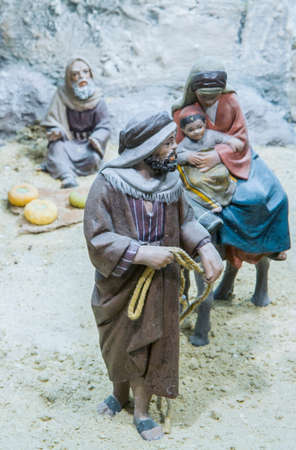 Badajoz, Spain - January 4, 2013: Bethlehem wellcome. Diorama built by Local Association of Friends of Cribs, Badajoz, 2013のeditorial素材
