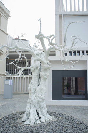 Caceres, Spain - Feb 23th, 2021: Helga de Alvear Foundation Caceres Visual Arts Centre, Extremadura, Spain. flat road street buildingのeditorial素材