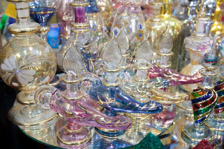 Arabic scents glass containers. Oriental perfume conceptの写真素材