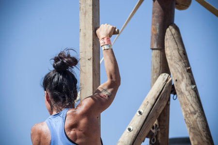 Merida, Spain - Sept 11th, 2022: FarinatoRace Merida 2022. Toughest obstacle course in the world....