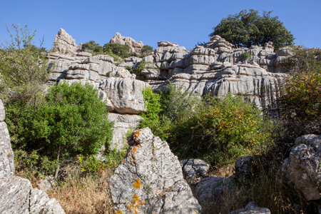 Karstic rock formations at Torcal de Antequera National Park, Malaga, Spain