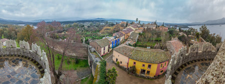Grenadilla village. Aerial view from castle. Extremadura, Caceres, Spainのeditorial素材