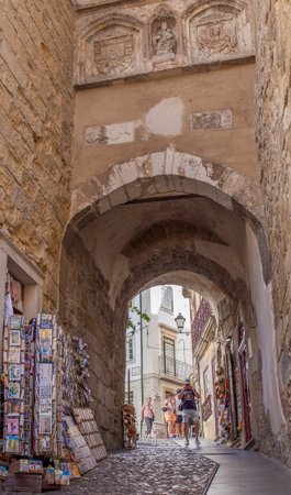 Coimbra, Portugal - Sept 7th 2019: Almedina Arch, Coimbras Old Town gate, Portugalのeditorial素材