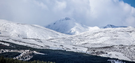 Almanzor peak, highest mountain in central Spain. Hoyos del Espino, Avila, Castile and Leon, Spain.の写真素材