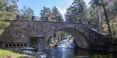Dukes bridge over Tormes River, Hoyos del Espino, Avila, Castile and Leon, Spain
