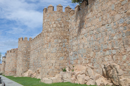 Walls of Avila, completed between the 11th and 14th centuries, Spain. Built on rock foundations