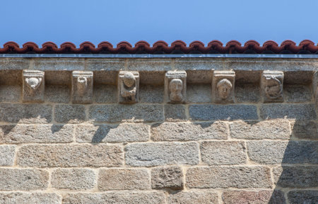 Corbels of Parish Church of Santo Domingo. Ribadavia old town, Orense, Spainの写真素材