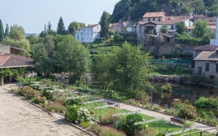 River Arnoia leisure area overview, Allariz, Ourense, Galicia, Spainの写真素材