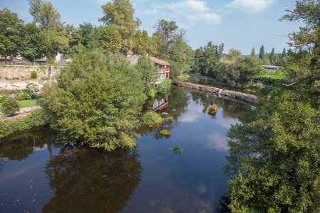 River Arnoia leisure area overview, Allariz, Ourense, Galicia, Spainの写真素材