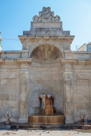 As Burgas thermal waters, hot springs in the historic center of Ourense, Galicia, Spain. Lower sectionの写真素材