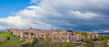 Walls of Avila, completed between the 11th and 14th centuries, Spain. Enclosed area overviewの写真素材