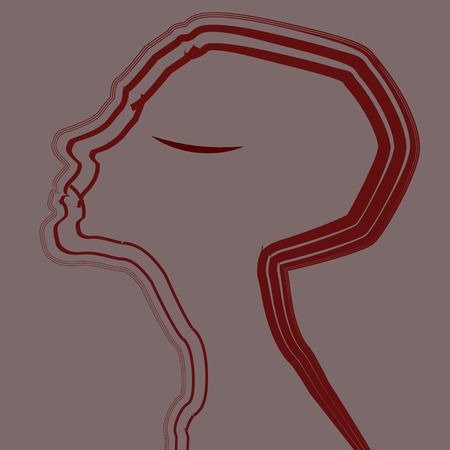 abstract image of a man's head in profile in red tonesのイラスト素材