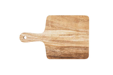 Isolated cutting board on white backgroundの写真素材