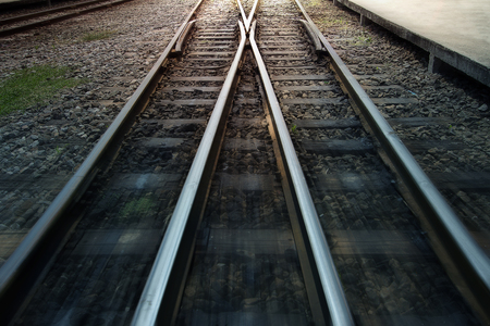 vintage railroad with light at the endの写真素材