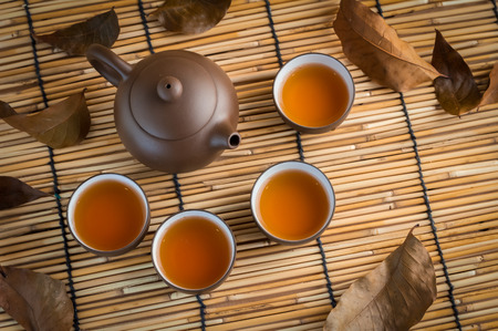 Chinese Tea Set view from aboveの写真素材