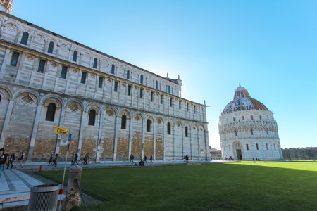 Famous and beautiful Cathedral Duomo di Pisa Italy view from behind.のeditorial素材