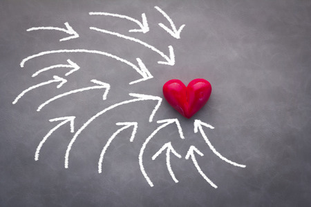 love heart and arrow on grey background love conceptの写真素材