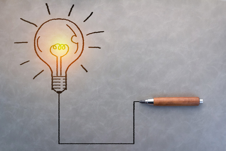 drawing of light bulb grow with pencil Creativity idea conceptの写真素材