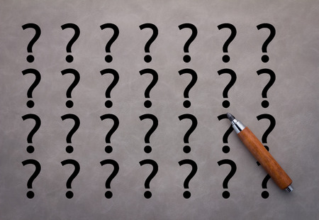 question mark on grey background business solution concept
