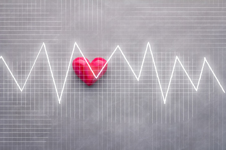 red heart and impulse grapg analysis background Heart attack conceptの写真素材