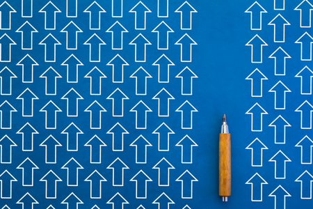 drawing of white arrows on color background