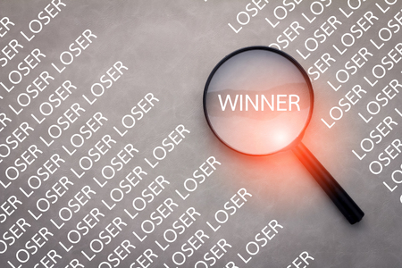 winner word and magnify business conceptの写真素材
