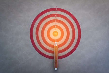 red dart with pencil  on grey backgroundbusiness concept.jpgの写真素材