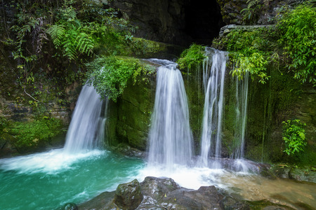 Waterfall at Wulong National Park, Chongqing, China  the most famous place of valley in china world heritage landscapeの写真素材