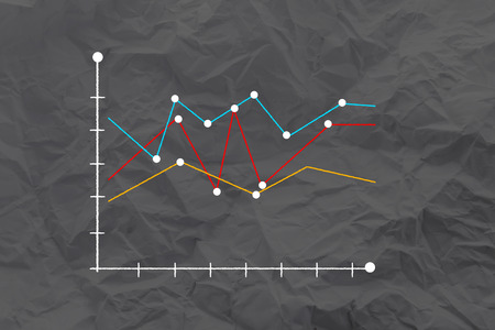 Crumpled fold grey paper sheet background with business graph analysis business success ideas...