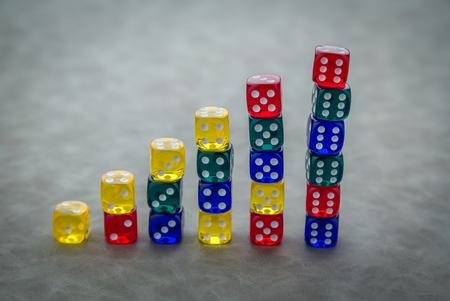 end to end stack of red dice BUSINESS IDEAS CONCEPTの写真素材