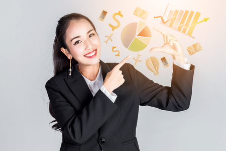 asian business woman smile  and show vision business ideas conceptの写真素材