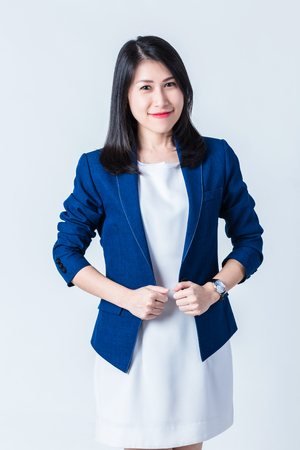 young asian businesswoman on white backgroundの写真素材