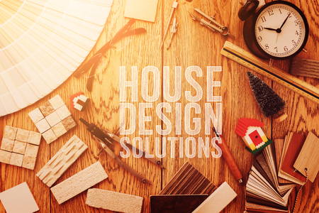 house design ideas concept with sample of natural material option for clients material board presentの写真素材