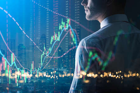 executive smart caucasian businessman  trade and invest in stock market doubke exposure with...
