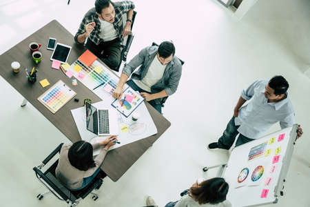 creativity brainstorm ideas concept with business partnet meeting workshop in conference room office backgroundの写真素材