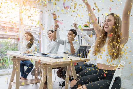 success teamwork business ideas concept with white shirt co worker friend hand up together with...