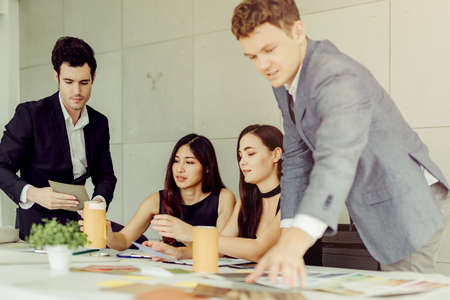 creativity brainstorm ideas concept with business partnet meeting workshop in conference room office backgroundの写真素材