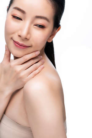 Portrait of young beauty asian woman skin care healthy conceptの写真素材
