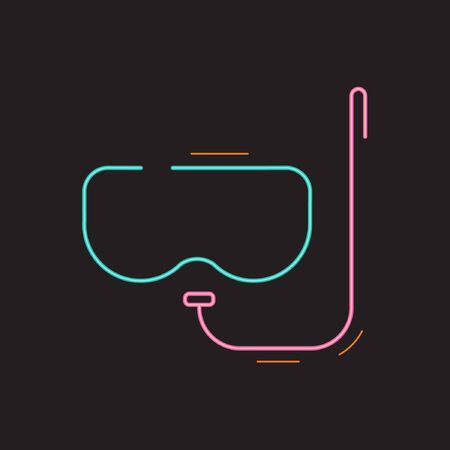 Set of Summer Icon with Neon Style - 07. Diving Gogglesのイラスト素材